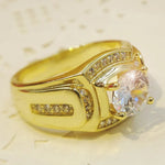 Anel masculino de diamante com banho de ouro branco 18K + zircão AAA estilo empresário da moda, tamanho: 7, diâmetro: 17,3mm, perímetro: 54,5mm, diâmetro: 17,3mm