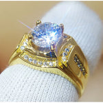 Anel masculino de diamante com banho de ouro branco 18K + zircão AAA estilo empresário da moda, tamanho: 9, diâmetro: 18,9mm, perímetro: 59,5mm, diâmetro: 18,9mm