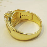 Anel masculino de diamante com banho de ouro branco 18K + zircão AAA estilo empresário da moda, tamanho: 11, diâmetro: 20,6mm, perímetro: 64,6mm, diâmetro: 20,6 21,4mm
