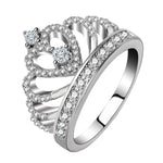 Anel de Zircónio Banhado a Platina em Forma de Coroa de Princesa, Tamanho EUA: 9, Diâmetro: 18,9mm, Perímetro: 59,5mm, 9