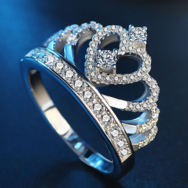 Anel de Zircónio Banhado a Platina em Forma de Coroa de Princesa, Tamanho EUA: 9, Diâmetro: 18,9mm, Perímetro: 59,5mm, 9