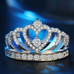 Anel de Zircónio Banhado a Platina em Forma de Coroa de Princesa, Tamanho EUA: 9, Diâmetro: 18,9mm, Perímetro: 59,5mm, 9