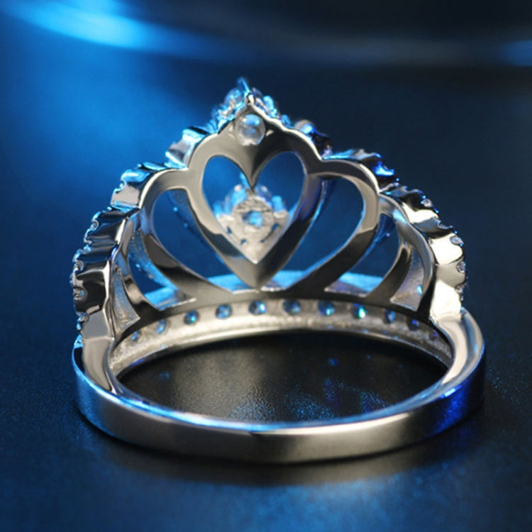 Anel de Zircónio Banhado a Platina em Forma de Coroa de Princesa, Tamanho EUA: 9, Diâmetro: 18,9mm, Perímetro: 59,5mm, 9
