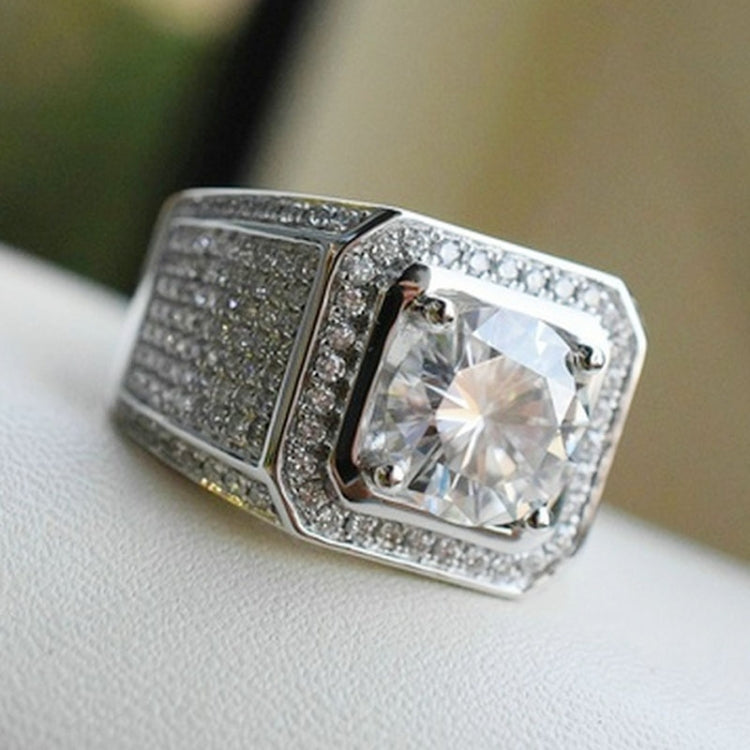 Anel de Prata com Microinserção de Strass Completo, Tamanho EUA: 11, Diâmetro: 20,7mm, Perímetro: 65mm, 11