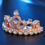 Anel de Zircónio Banhado a Ouro Rosa em Forma de Coroa de Princesa Rainha, Tamanho EUA: 6, Diâmetro: 16.5mm, Perímetro: 51.9mm, 6