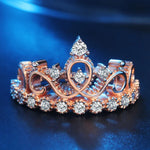 Anel de Zircónio Banhado a Ouro Rosa em Forma de Coroa de Princesa Rainha, Tamanho EUA: 6, Diâmetro: 16.5mm, Perímetro: 51.9mm, 6