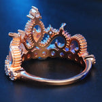 Anel de Zircónio Banhado a Ouro Rosa em Forma de Coroa de Princesa Rainha, Tamanho EUA: 6, Diâmetro: 16.5mm, Perímetro: 51.9mm, 6
