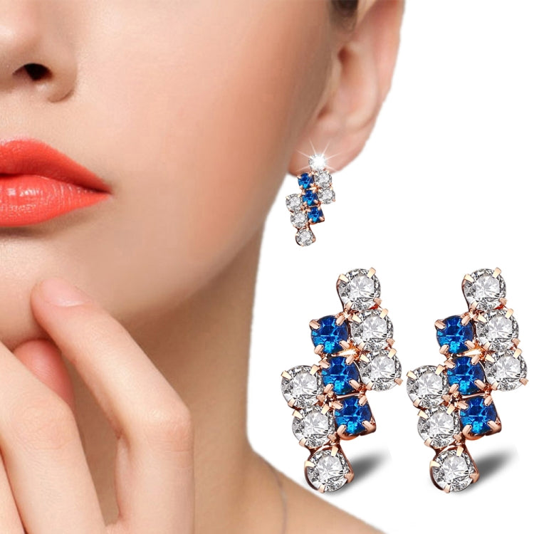 1 Par de Brincos de Cristal em Prata Esterlina com Forma Geométrica Irregular Banhados a Ouro 18k para Mulher, 21*9 mm, Azul, Vermelho
