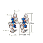 1 Par de Brincos de Cristal em Prata Esterlina com Forma Geométrica Irregular Banhados a Ouro 18k para Mulher, 21*9 mm, Azul, Vermelho