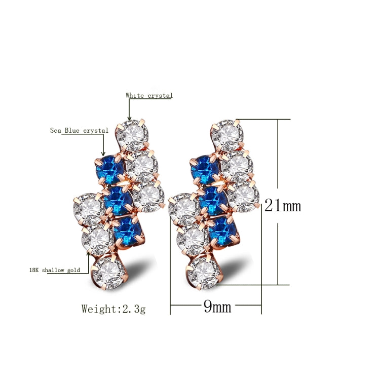 1 Par de Brincos de Cristal em Prata Esterlina com Forma Geométrica Irregular Banhados a Ouro 18k para Mulher, 21*9 mm, Azul, Vermelho