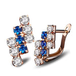 1 Par de Brincos de Cristal em Prata Esterlina com Forma Geométrica Irregular Banhados a Ouro 18k para Mulher, 21*9 mm, Azul, Vermelho
