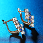 1 Par de Brincos de Cristal em Prata Esterlina com Forma Geométrica Irregular Banhados a Ouro 18k para Mulher, 21*9 mm, Azul, Vermelho
