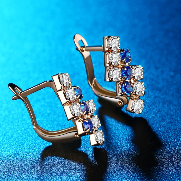 1 Par de Brincos de Cristal em Prata Esterlina com Forma Geométrica Irregular Banhados a Ouro 18k para Mulher, 21*9 mm, Azul, Vermelho