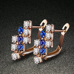 1 Par de Brincos de Cristal em Prata Esterlina com Forma Geométrica Irregular Banhados a Ouro 18k para Mulher, 21*9 mm, Azul, Vermelho