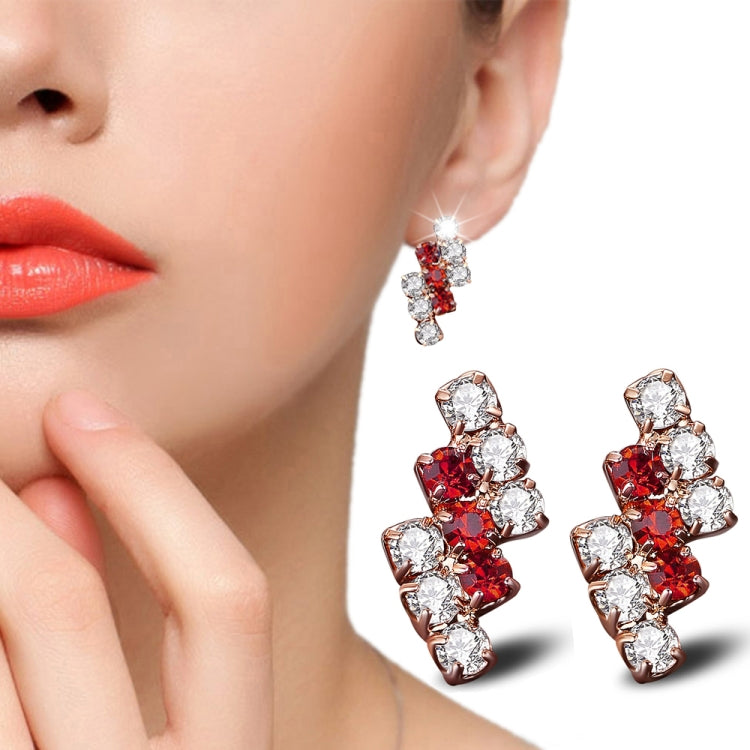 1 Par de Brincos de Cristal em Prata Esterlina com Forma Geométrica Irregular Banhados a Ouro 18k para Mulher, 21*9 mm, Azul, Vermelho