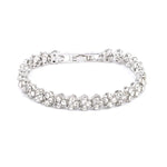 Pulseira Feminina Glamourosa com Cristais e Diamantes Artificiais para Casamento, Noivado, Dia da Mãe e Presente de Aniversário, Diâmetro: 5,25 cm, Perímetro: 16,5 cm, Prateado