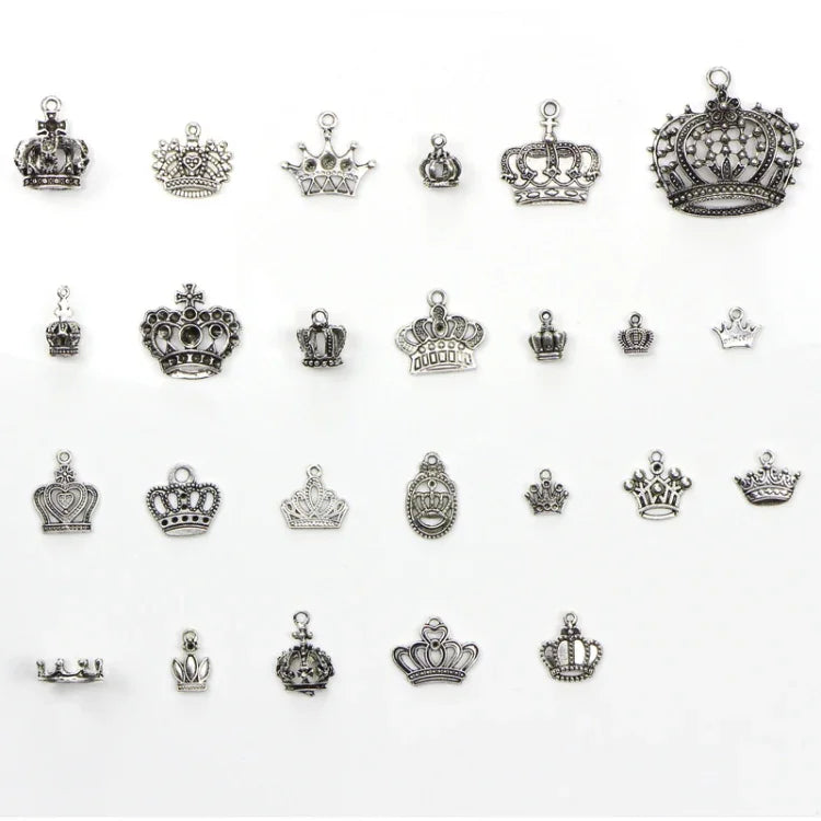 Conjunto Exquisito de Pingente de Coroa com 25 em 1 Acessórios para Pulseira em Prata Tibetana