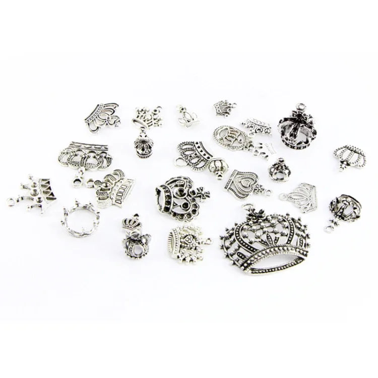 Conjunto Exquisito de Pingente de Coroa com 25 em 1 Acessórios para Pulseira em Prata Tibetana