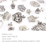 Conjunto Exquisito de Pingente de Coroa com 25 em 1 Acessórios para Pulseira em Prata Tibetana
