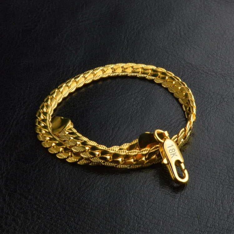 Joalharia de Moda Quente, Pulseira Simples em Ouro Amarelo 18k (Dourado)