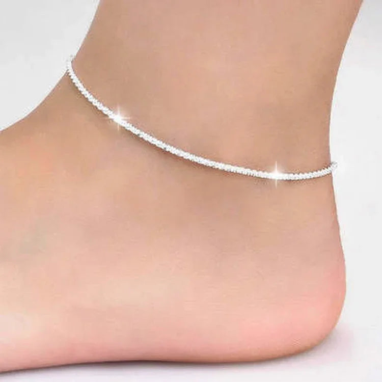 Tornozeleira Simples com Estrela Banhada a Prata para Senhora com Personalidade Simples (Prateado)
