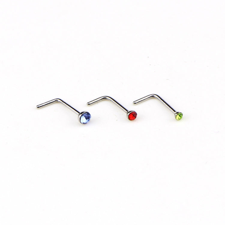 60 Peças de Anéis de Nariz em Aço Inoxidável com Forma de Diamante Coloridos, Piercing em L, Comprimento do Pino: 7mm, Diâmetro do Pino: 0,6mm (Colorido), Cor (60 Peças), Branco (60 Peças)