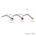 60 Peças de Anéis de Nariz em Aço Inoxidável com Forma de Diamante Coloridos, Piercing em L, Comprimento do Pino: 7mm, Diâmetro do Pino: 0,6mm (Colorido), Cor (60 Peças), Branco (60 Peças)