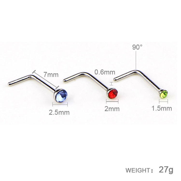 60 Peças de Anéis de Nariz em Aço Inoxidável com Forma de Diamante Coloridos, Piercing em L, Comprimento do Pino: 7mm, Diâmetro do Pino: 0,6mm (Colorido), Cor (60 Peças), Branco (60 Peças)