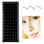 60 Peças de Anéis de Nariz em Aço Inoxidável com Forma de Diamante Coloridos, Piercing em L, Comprimento do Pino: 7mm, Diâmetro do Pino: 0,6mm (Colorido), Cor (60 Peças), Branco (60 Peças)