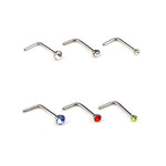 60 Peças de Anéis de Nariz em Aço Inoxidável com Forma de Diamante Coloridos, Piercing em L, Comprimento do Pino: 7mm, Diâmetro do Pino: 0,6mm (Colorido), Cor (60 Peças), Branco (60 Peças)
