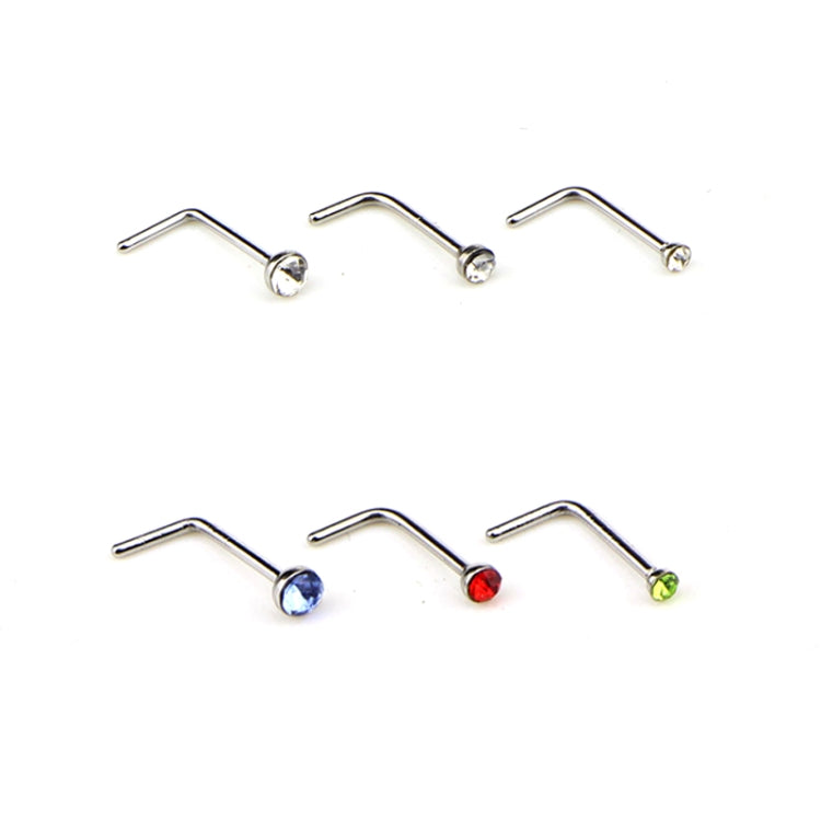 60 Peças de Anéis de Nariz em Aço Inoxidável com Forma de Diamante Coloridos, Piercing em L, Comprimento do Pino: 7mm, Diâmetro do Pino: 0,6mm (Colorido), Cor (60 Peças), Branco (60 Peças)