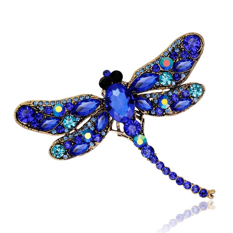 Broche Vintage Clássico com Padrão de Libélula e Strass, Azul