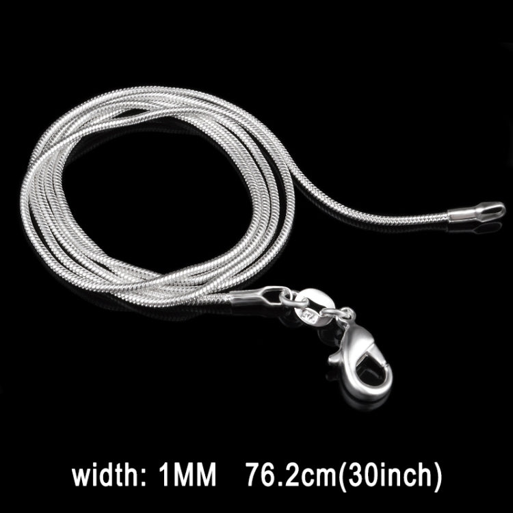 Corrente de Osso de Cobra Prateada com Banho de Prata 1MM, Personalidade e Moda (Comprimento Prateado: 30 polegadas), comprimento: 30 polegadas