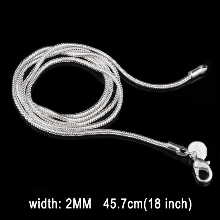 Corrente de Osso de Cobra Prateada com Banho de Prata 2MM, Personalidade e Moda (Comprimento Prateado: 18 polegadas), comprimento: 18 polegadas