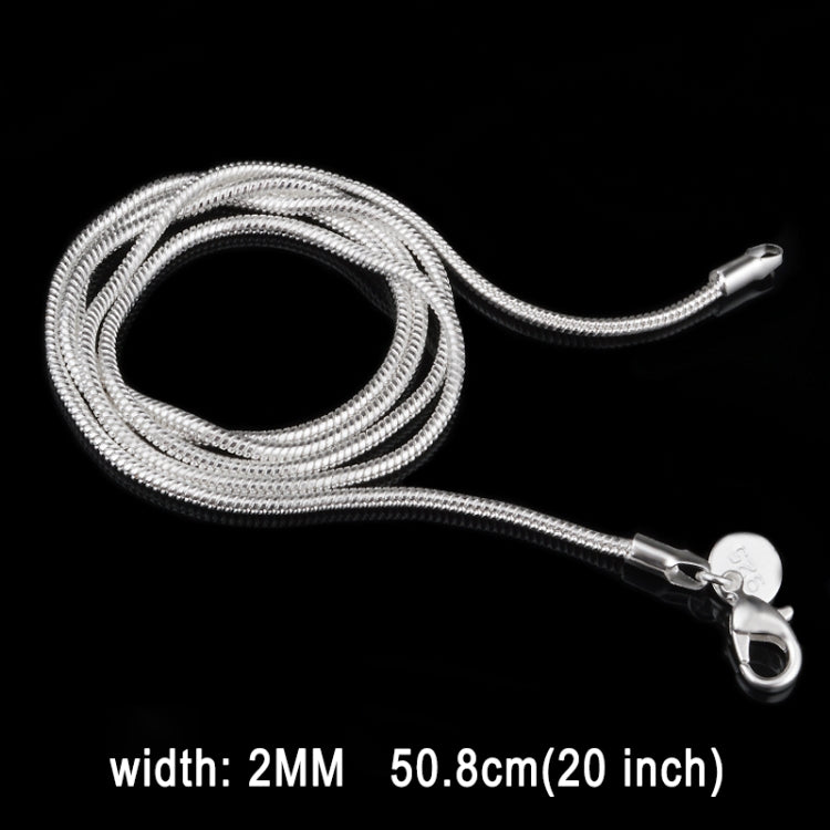 Corrente de Osso de Cobra Prateada com Banho de Prata 2MM, Personalidade e Moda (Comprimento Prateado: 20 polegadas), comprimento: 20 polegadas