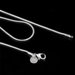 Corrente de Osso de Cobra Prateada com Banho de Prata 2MM, Personalidade e Moda (Comprimento Prateado: 20 polegadas), comprimento: 20 polegadas