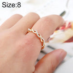 Anel Feminino Simples e Estiloso com Torção e Strass Completo (Tamanho EUA: 8), Tamanho EUA: 8