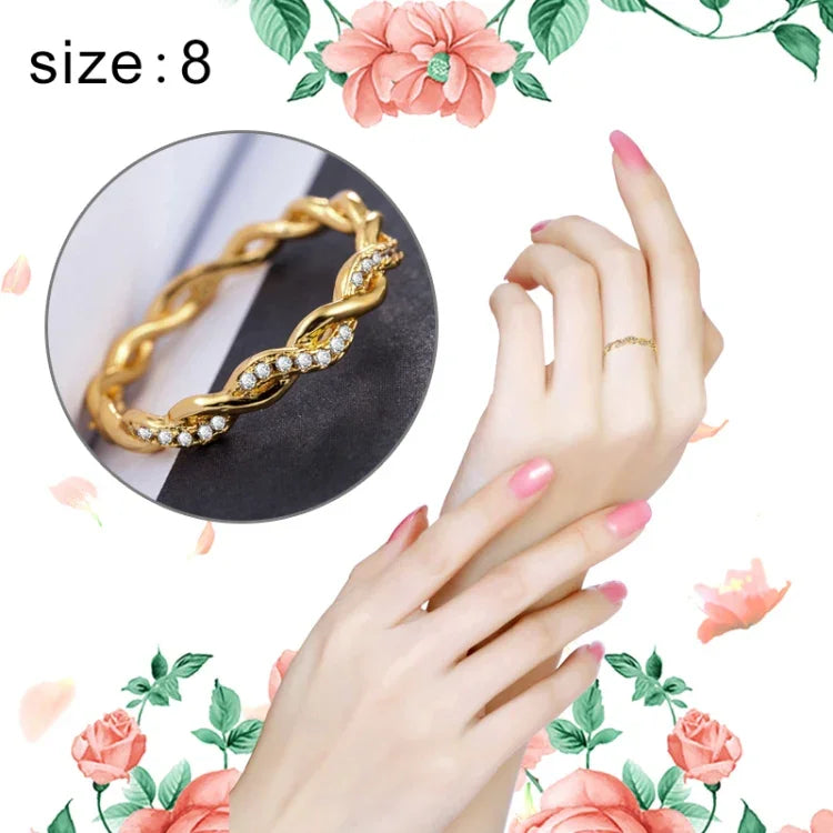 Anel Feminino Simples e Estiloso com Torção e Strass Completo (Tamanho EUA: 8), Tamanho EUA: 8