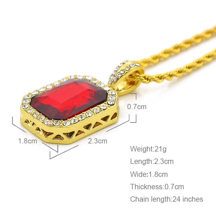 Colar Masculino com Corrente Dourada e Pendente Mini Colorido de Strass Estilo Hip Hop, JEWE0309AA, JEWE0309AB, JEWE0309AC, JEWE0309AD