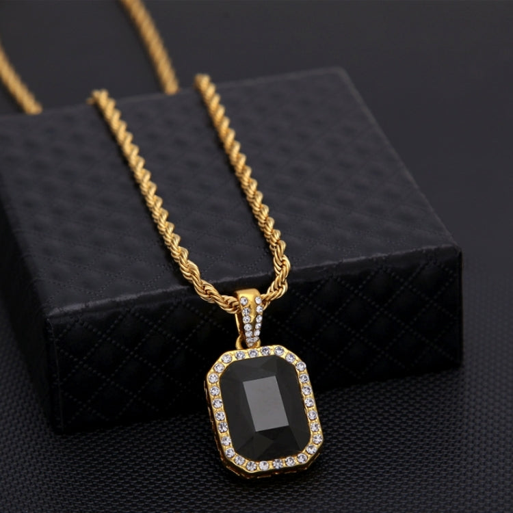Colar Masculino com Corrente Dourada e Pendente Mini Colorido de Strass Estilo Hip Hop, JEWE0309AA, JEWE0309AB, JEWE0309AC, JEWE0309AD