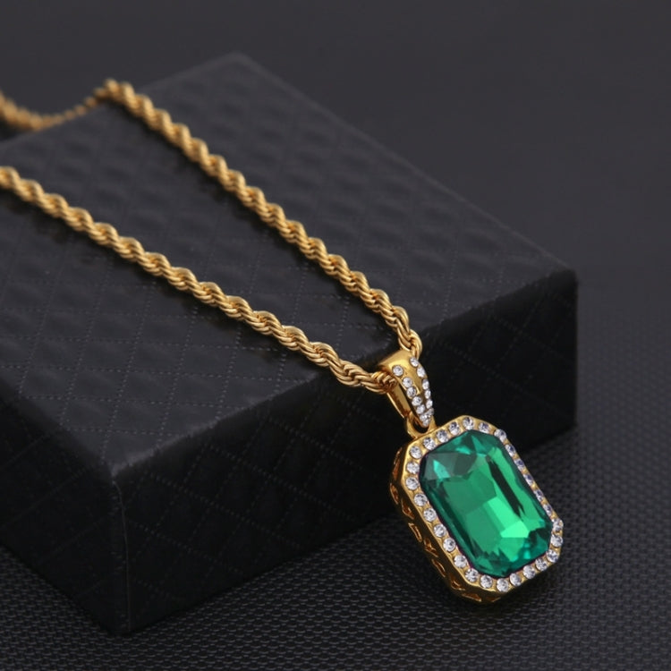 Colar Masculino com Corrente Dourada e Pendente Mini Colorido de Strass Estilo Hip Hop, JEWE0309AA, JEWE0309AB, JEWE0309AC, JEWE0309AD