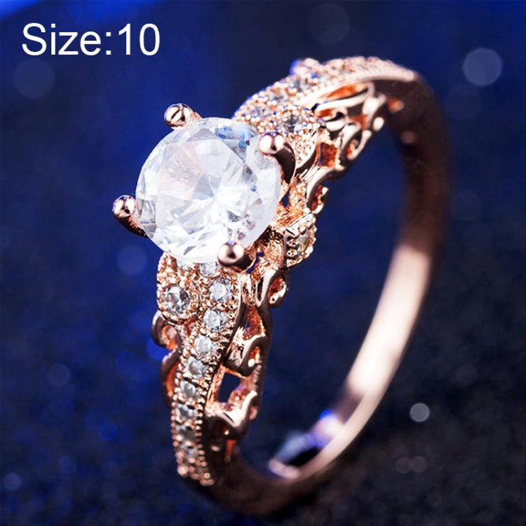 1 Par Anel de Noivado Feminino de Moda com Zircão Microincrustado Anel de Casal Princesa Rainha Temperamento Aristocrático (Ouro Rosa Tamanho US: 10), Tamanho US: 10