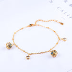Pulseira Feminina de Moda com Zircão e Contas Ajustável Combina com Tudo Pulseira de Noiva Dourada Banhada a Ouro (Ouro)