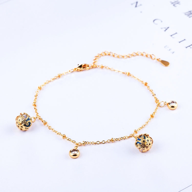 Pulseira Feminina de Moda com Zircão e Contas Ajustável Combina com Tudo Pulseira de Noiva Dourada Banhada a Ouro (Ouro)
