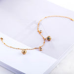 Pulseira Feminina de Moda com Zircão e Contas Ajustável Combina com Tudo Pulseira de Noiva Dourada Banhada a Ouro (Ouro)