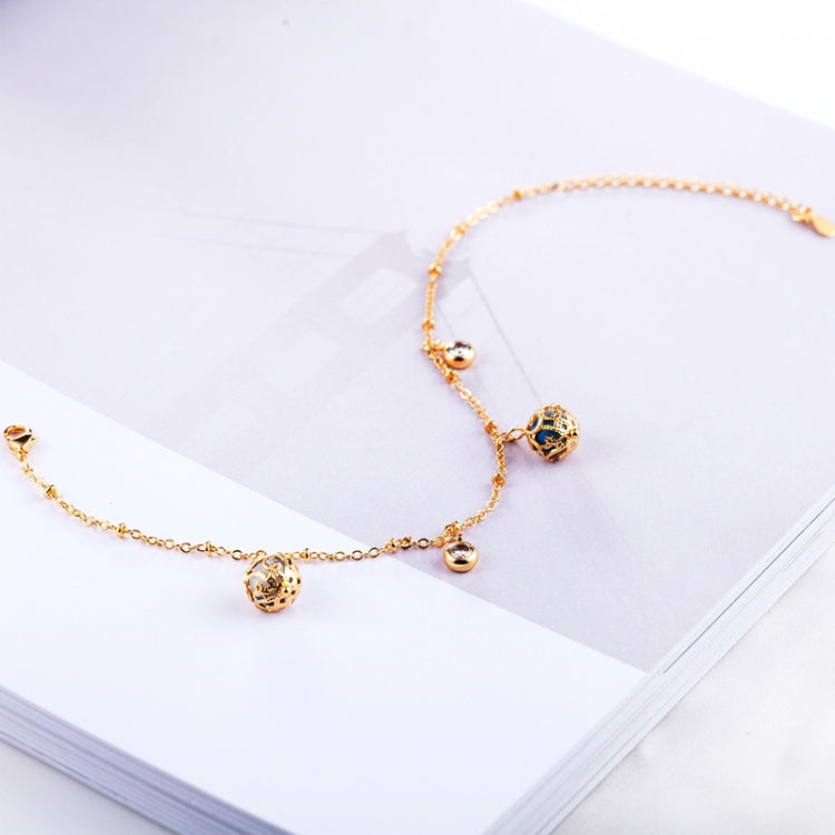 Pulseira Feminina de Moda com Zircão e Contas Ajustável Combina com Tudo Pulseira de Noiva Dourada Banhada a Ouro (Ouro)