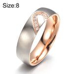 Anel de Casal de Moda com Strass em Forma de Coração Anel Fino de Aço de Titânio para Homens e Mulheres (Ouro com Diamante, Tamanho US: 8), Ouro com Diamante, Tamanho US: 8