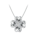 BSN334 Colar Pendente Trevo da Sorte em Prata Esterlina S925 Banhado a Ouro Branco, BSN334