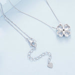BSN334 Colar Pendente Trevo da Sorte em Prata Esterlina S925 Banhado a Ouro Branco, BSN334