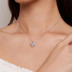 BSN334 Colar Pendente Trevo da Sorte em Prata Esterlina S925 Banhado a Ouro Branco, BSN334